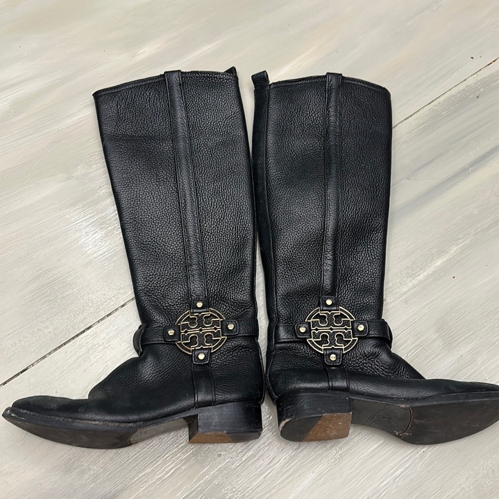Tory Burch black leather riding boots